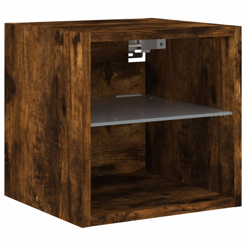 vidaXL TV-Wandschrank mit LED-Leuchten Räuchereiche 30x28,5x30 cm