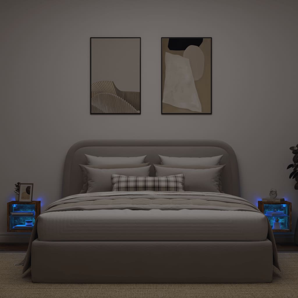 vidaXL TV-Wandschränke mit LED-Leuchten 2 Stk. Räuchereiche