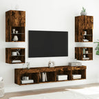 vidaXL TV-Wandschränke mit LED-Leuchten 2 Stk. Räuchereiche