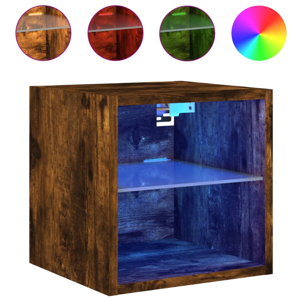 vidaXL TV-Wandschränke mit LED-Leuchten 2 Stk. Räuchereiche