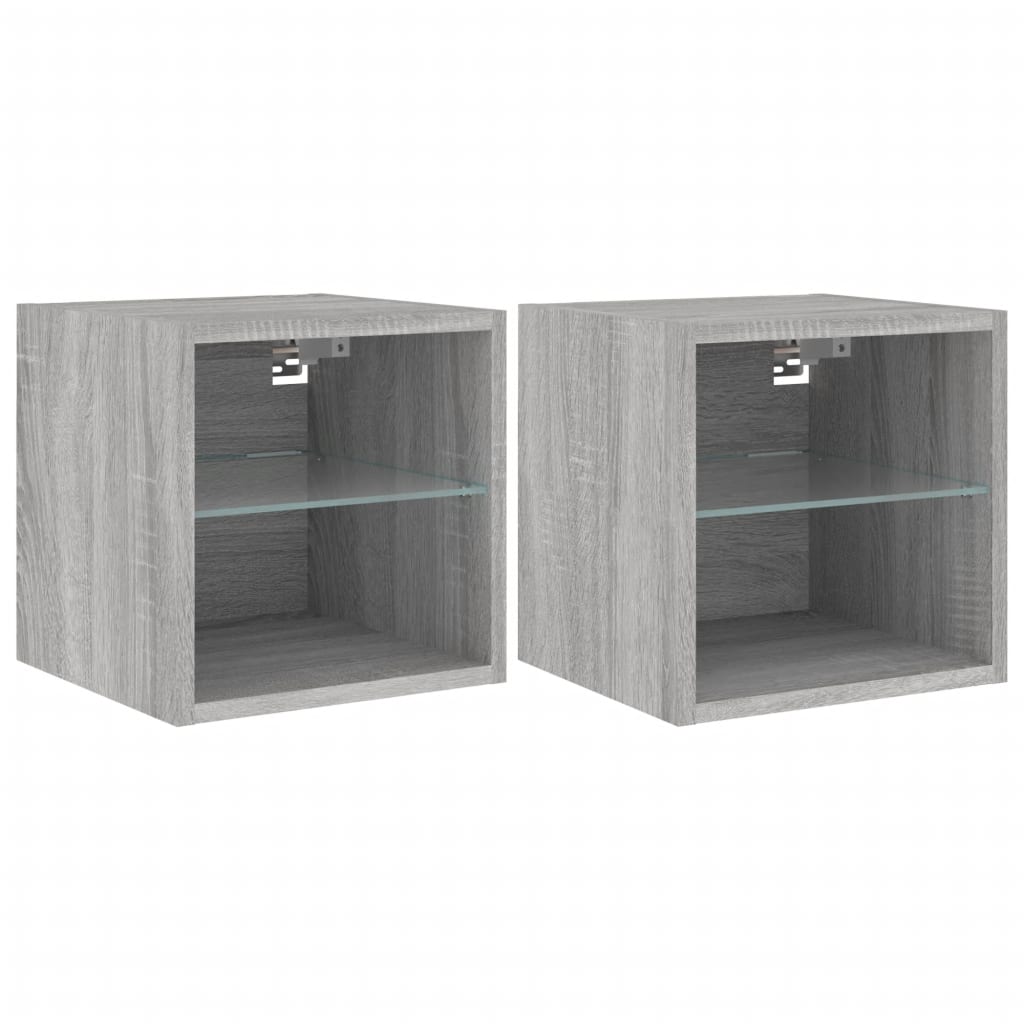 vidaXL TV-Wandschränke mit LED-Leuchten 2 Stk. Grau Sonoma