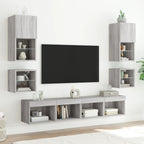 vidaXL TV-Wandschränke mit LED-Leuchten 2 Stk. Grau Sonoma