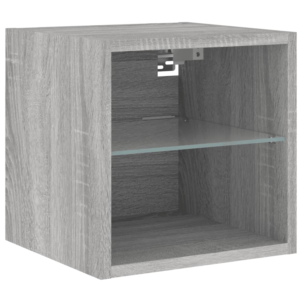 vidaXL TV-Wandschränke mit LED-Leuchten 2 Stk. Grau Sonoma