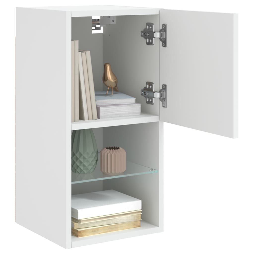 vidaXL TV-Schränke mit LED-Leuchten 2 Stk. Weiß 30,5x30x60 cm