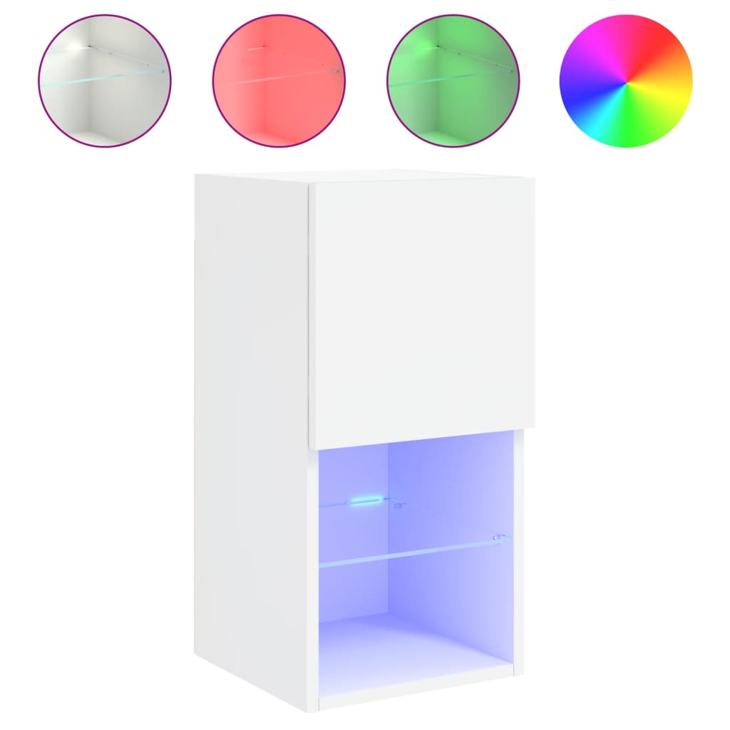 vidaXL TV-Schränke mit LED-Leuchten 2 Stk. Weiß 30,5x30x60 cm