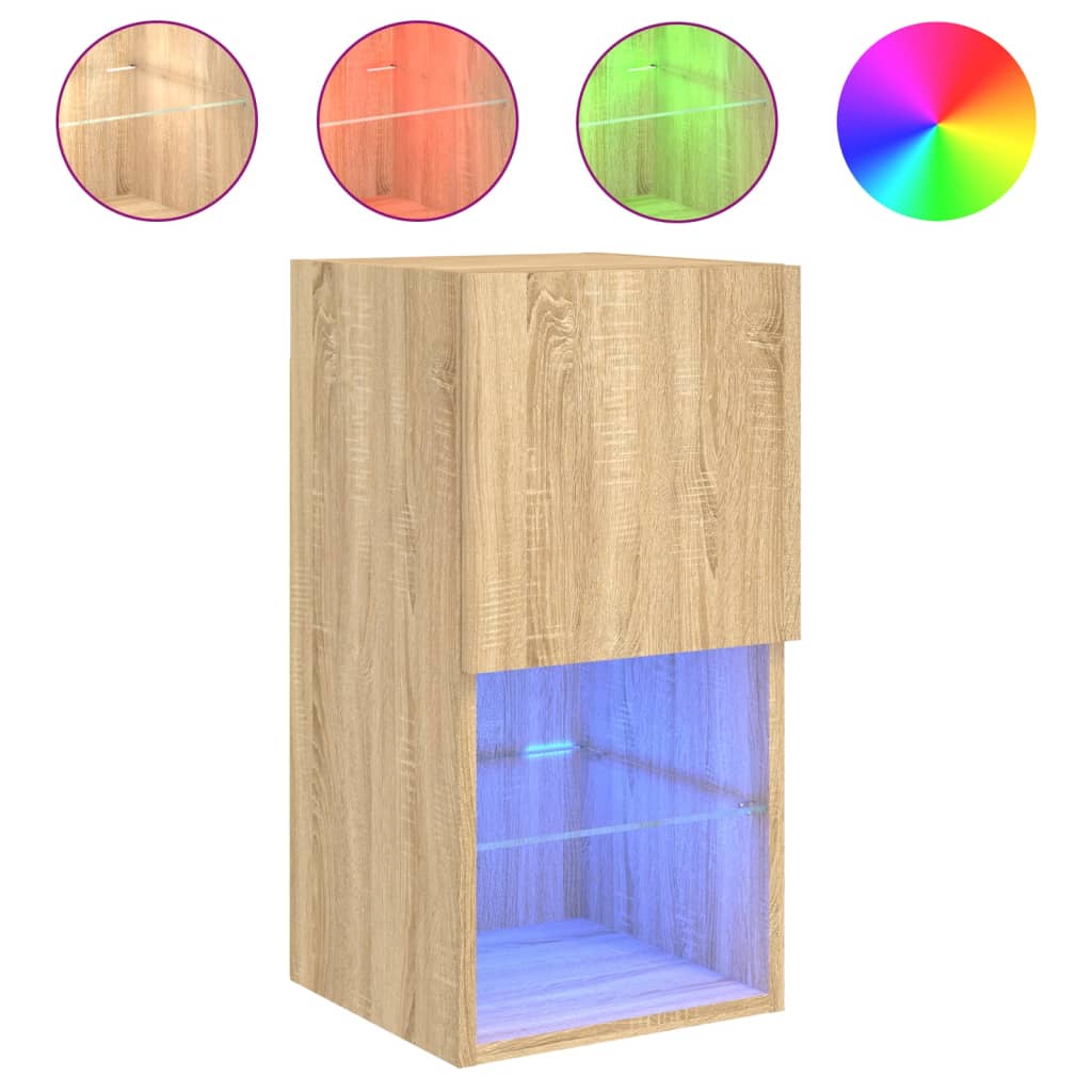 vidaXL TV-Schränke mit LED-Leuchten 2 Stk. Sonoma-Eiche 30,5x30x60 cm