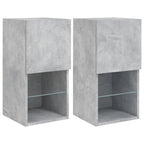 vidaXL TV-Schränke mit LED-Leuchten 2 Stk. Betongrau 30,5x30x60 cm