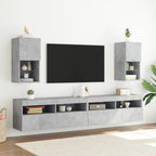 vidaXL TV-Schränke mit LED-Leuchten 2 Stk. Betongrau 30,5x30x60 cm
