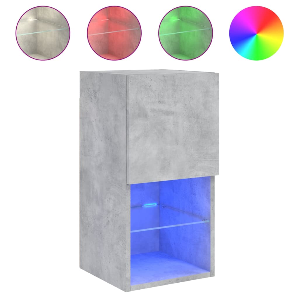 vidaXL TV-Schränke mit LED-Leuchten 2 Stk. Betongrau 30,5x30x60 cm