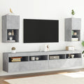 vidaXL TV-Schränke mit LED-Leuchten 2 Stk. Betongrau 30,5x30x60 cm