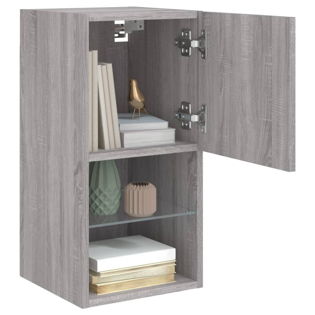 vidaXL TV-Schrank mit LED-Leuchten Grau Sonoma 30,5x30x60 cm
