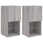 vidaXL TV-Schränke mit LED-Leuchten 2 Stk. Grau Sonoma 30,5x30x60 cm