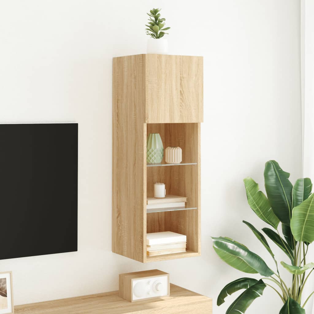 vidaXL TV-Schrank mit LED-Leuchten Sonoma-Eiche 30,5x30x90 cm