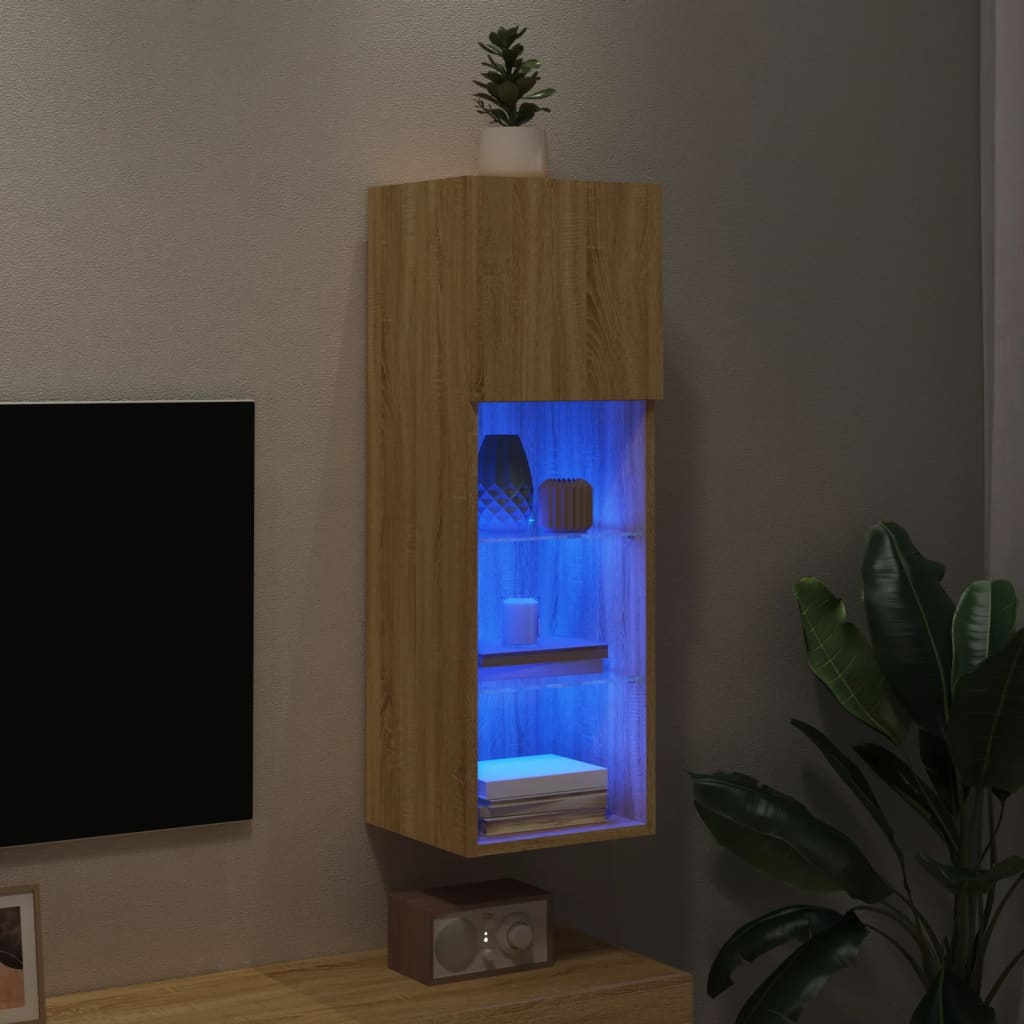 vidaXL TV-Schrank mit LED-Leuchten Sonoma-Eiche 30,5x30x90 cm