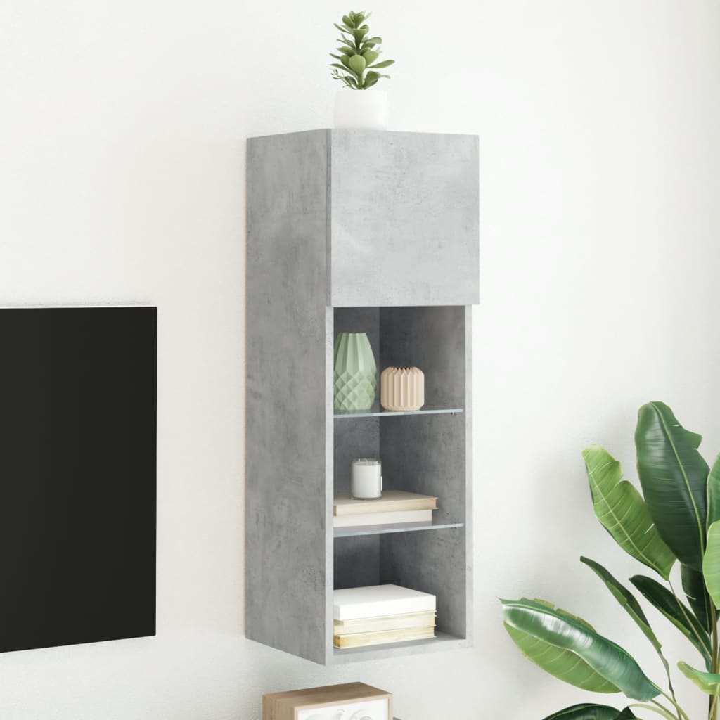 vidaXL TV-Schrank mit LED-Leuchten Betongrau 120x35x15,5 cm
