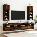vidaXL TV-Schrank mit LED-Leuchten Räuchereiche 30,5x30x90 cm