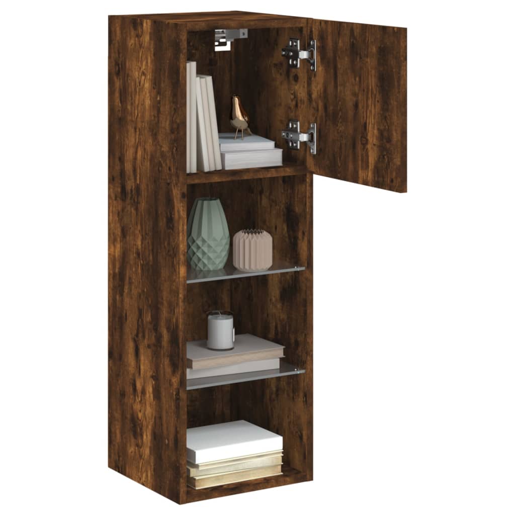 vidaXL TV-Schrank mit LED-Leuchten Räuchereiche 30,5x30x90 cm