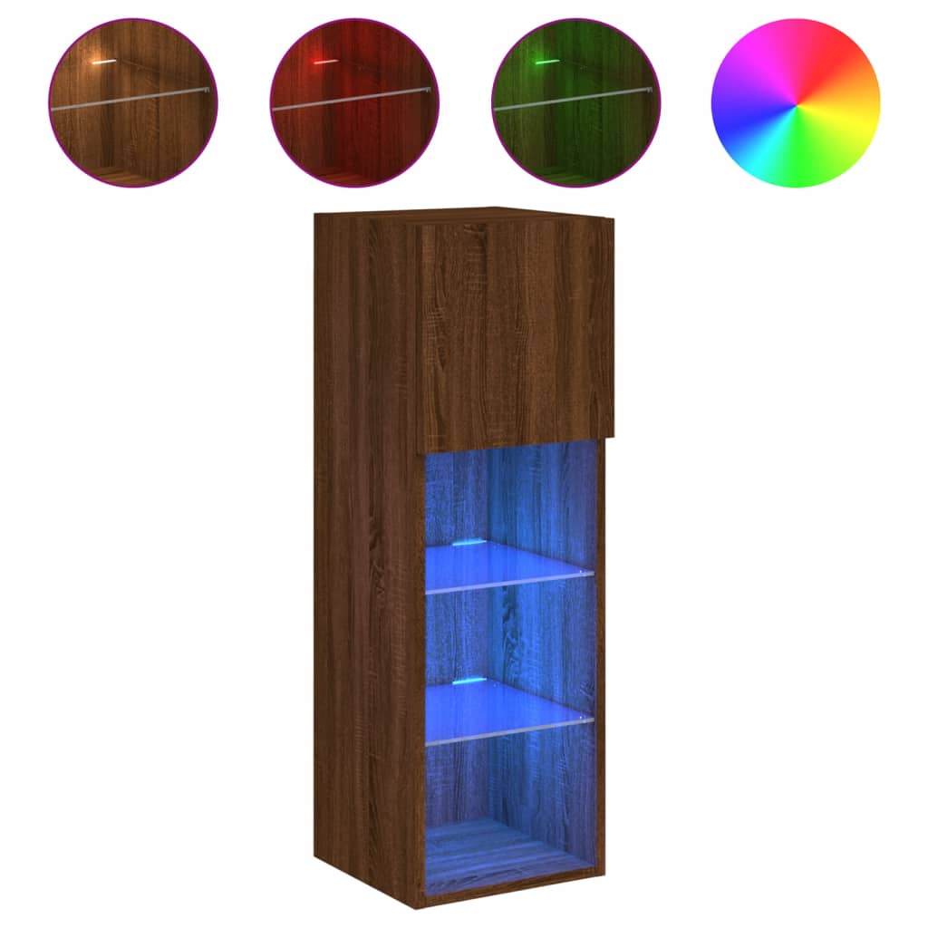 vidaXL TV-Schränke mit LED-Leuchten 2 Stk. Braun Eichen-Optik