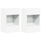 vidaXL Wandschränke mit LED-Leuchten für TV 2 Stk. Weiß 40x30x60,5 cm