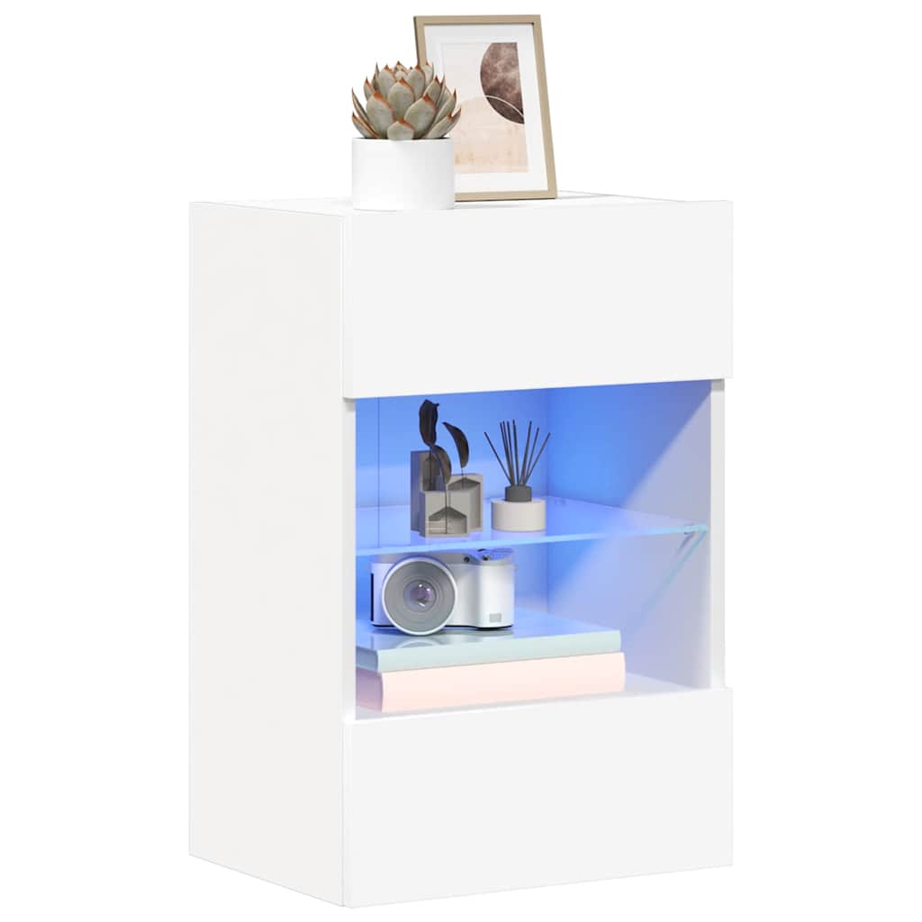 vidaXL Wandschränke mit LED-Leuchten für TV 2 Stk. Weiß 40x30x60,5 cm