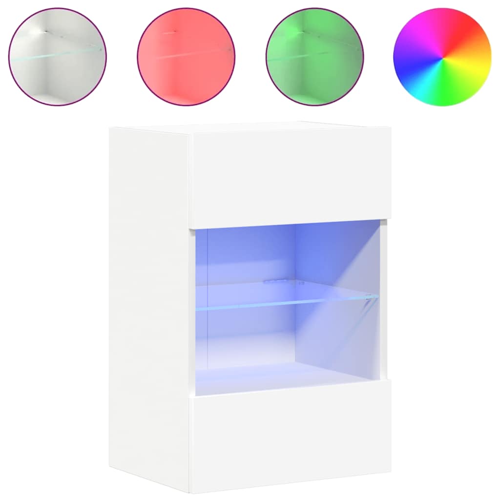 vidaXL Wandschränke mit LED-Leuchten für TV 2 Stk. Weiß 40x30x60,5 cm