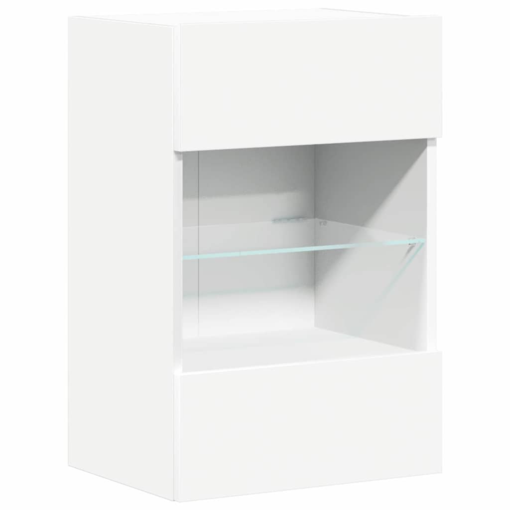 vidaXL Wandschränke mit LED-Leuchten für TV 2 Stk. Weiß 40x30x60,5 cm