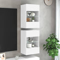 vidaXL Wandschränke mit LED-Leuchten für TV 2 Stk. Weiß 40x30x60,5 cm