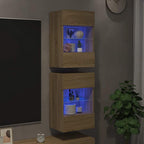 vidaXL Wandschränke mit LED-Leuchten für TV 2 Stk. Sonoma-Eiche