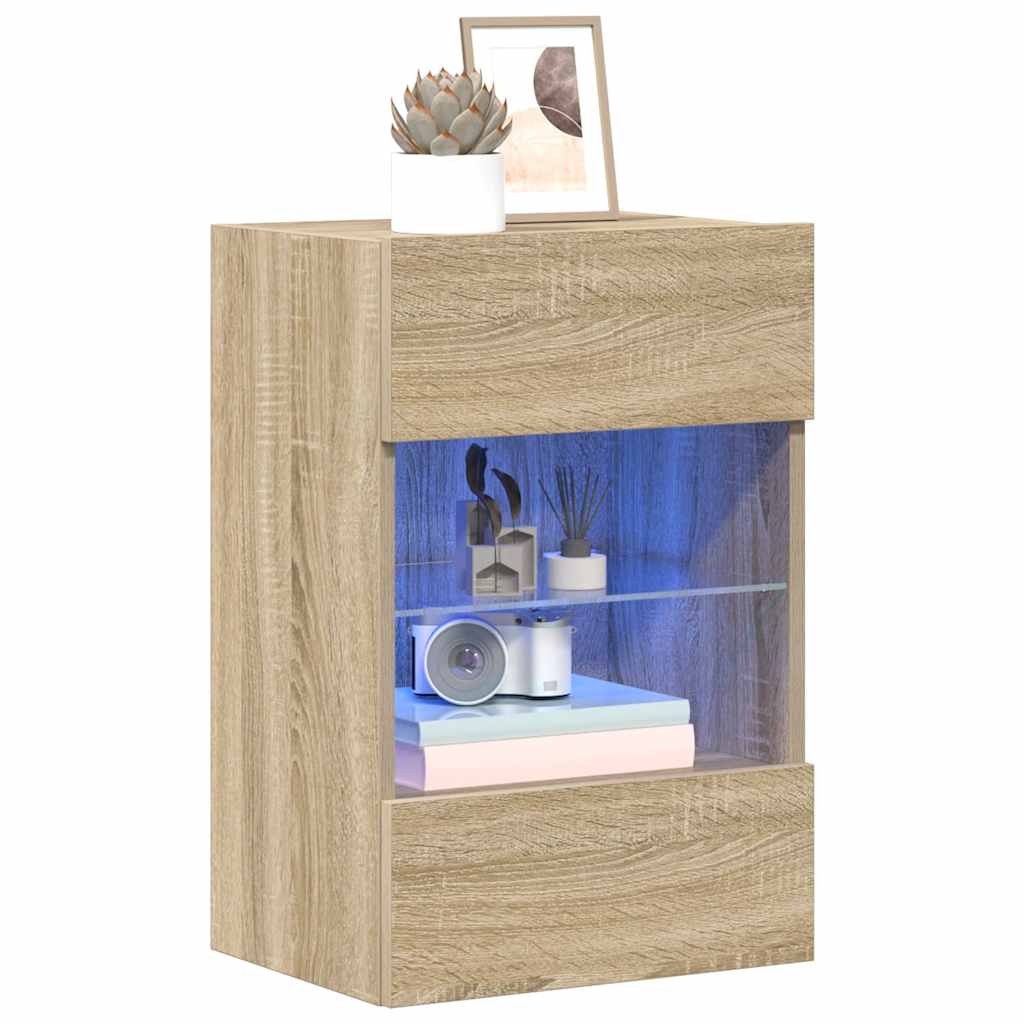 vidaXL Wandschränke mit LED-Leuchten für TV 2 Stk. Sonoma-Eiche