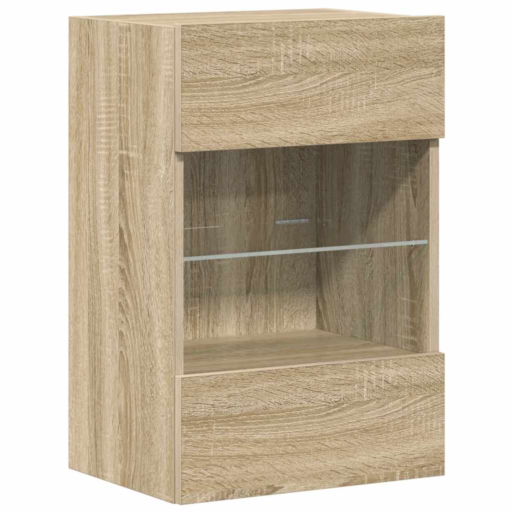 vidaXL Wandschränke mit LED-Leuchten für TV 2 Stk. Sonoma-Eiche