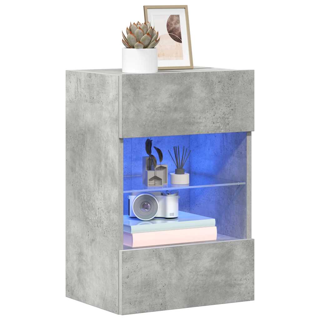 vidaXL Wandschränke mit LED-Leuchten für TV 2 Stk. Betongrau 40x30x60,5 cm