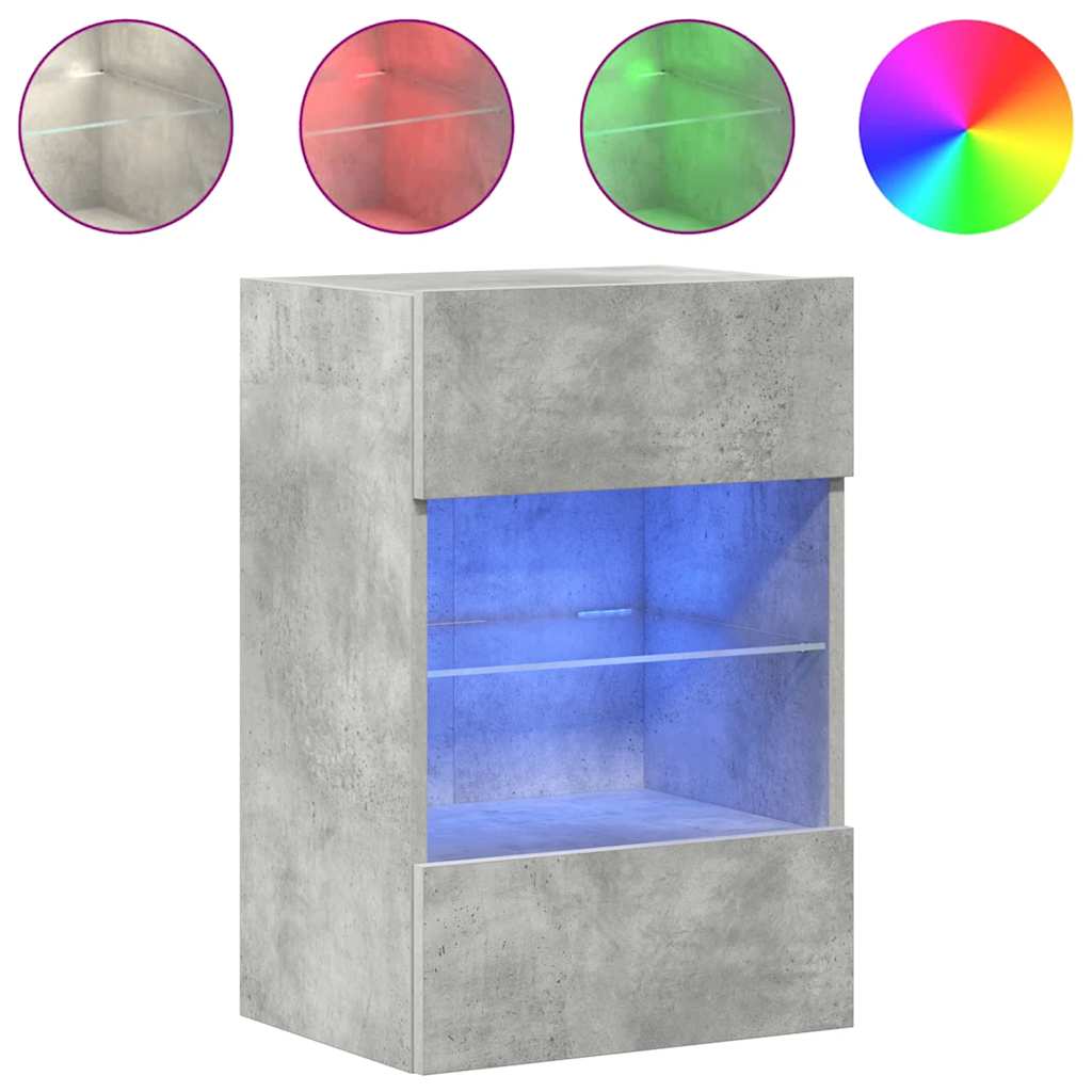 vidaXL Wandschränke mit LED-Leuchten für TV 2 Stk. Betongrau 40x30x60,5 cm