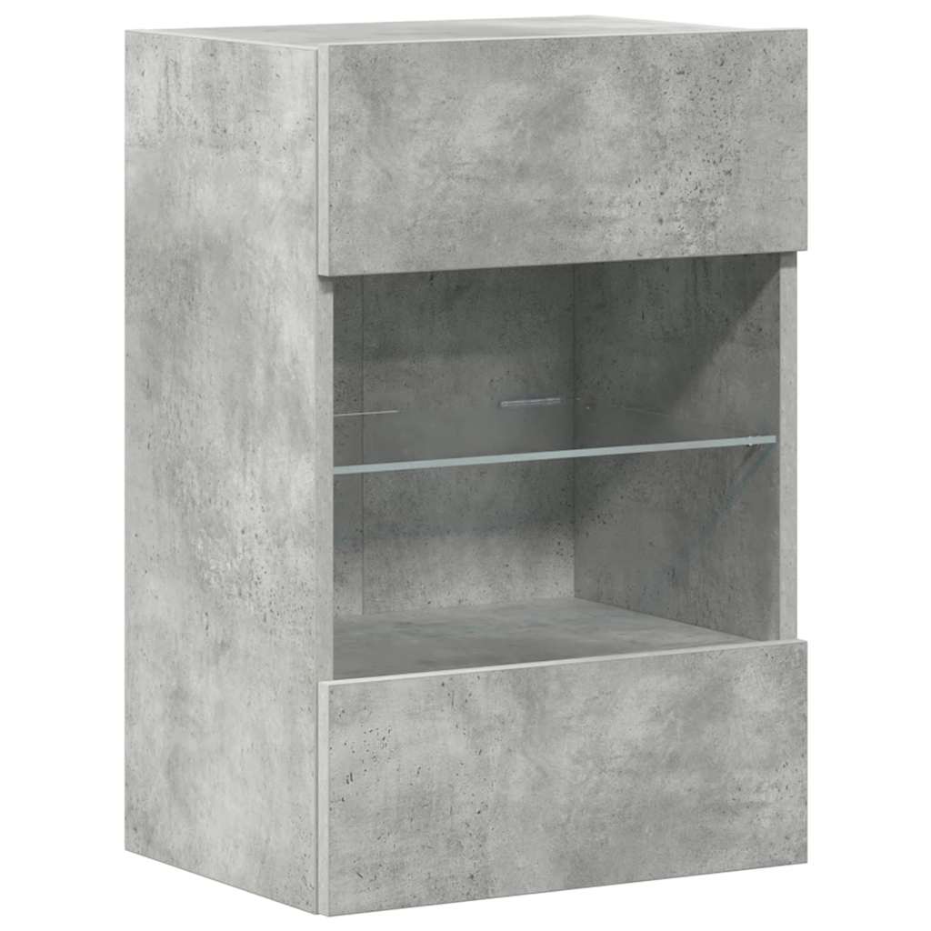 vidaXL Wandschränke mit LED-Leuchten für TV 2 Stk. Betongrau 40x30x60,5 cm