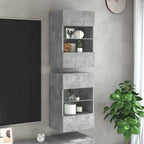 vidaXL Wandschränke mit LED-Leuchten für TV 2 Stk. Betongrau 40x30x60,5 cm