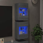 vidaXL Wandschränke mit LED-Leuchten für TV 2 Stk. Grau Sonoma