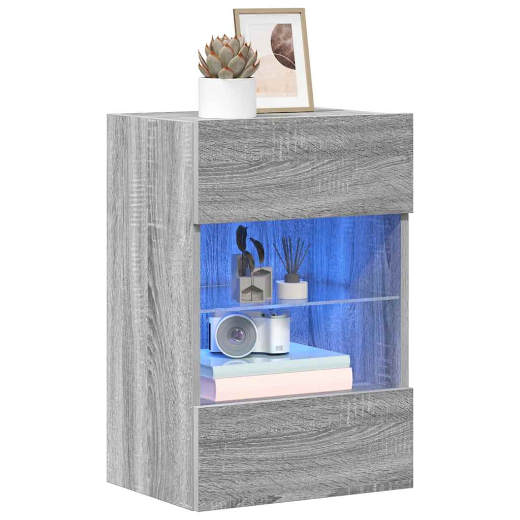 vidaXL Wandschränke mit LED-Leuchten für TV 2 Stk. Grau Sonoma