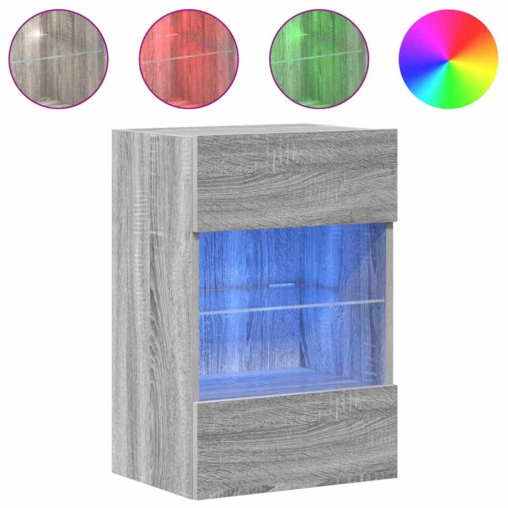 vidaXL Wandschränke mit LED-Leuchten für TV 2 Stk. Grau Sonoma