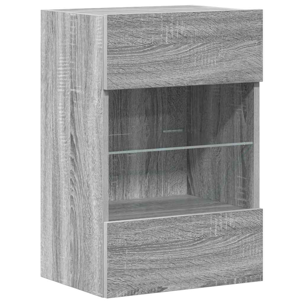 vidaXL Wandschränke mit LED-Leuchten für TV 2 Stk. Grau Sonoma