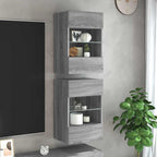vidaXL Wandschränke mit LED-Leuchten für TV 2 Stk. Grau Sonoma