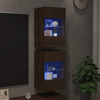 vidaXL Wandschränke mit LED-Leuchten für TV 2 Stk. Braun Eichen-Optik
