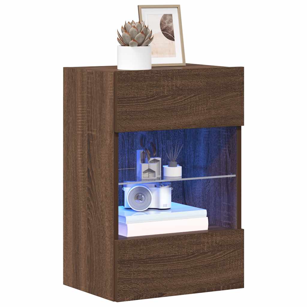vidaXL Wandschränke mit LED-Leuchten für TV 2 Stk. Braun Eichen-Optik