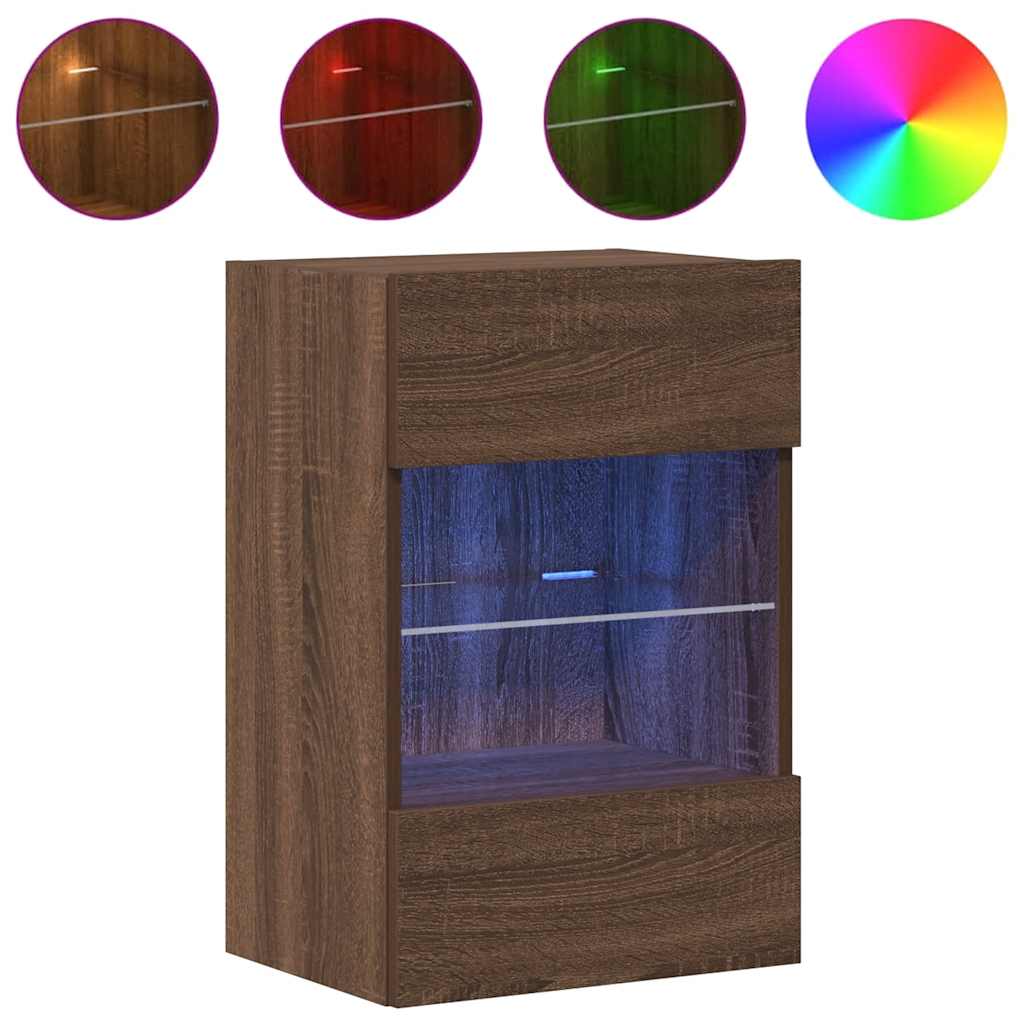 vidaXL Wandschränke mit LED-Leuchten für TV 2 Stk. Braun Eichen-Optik