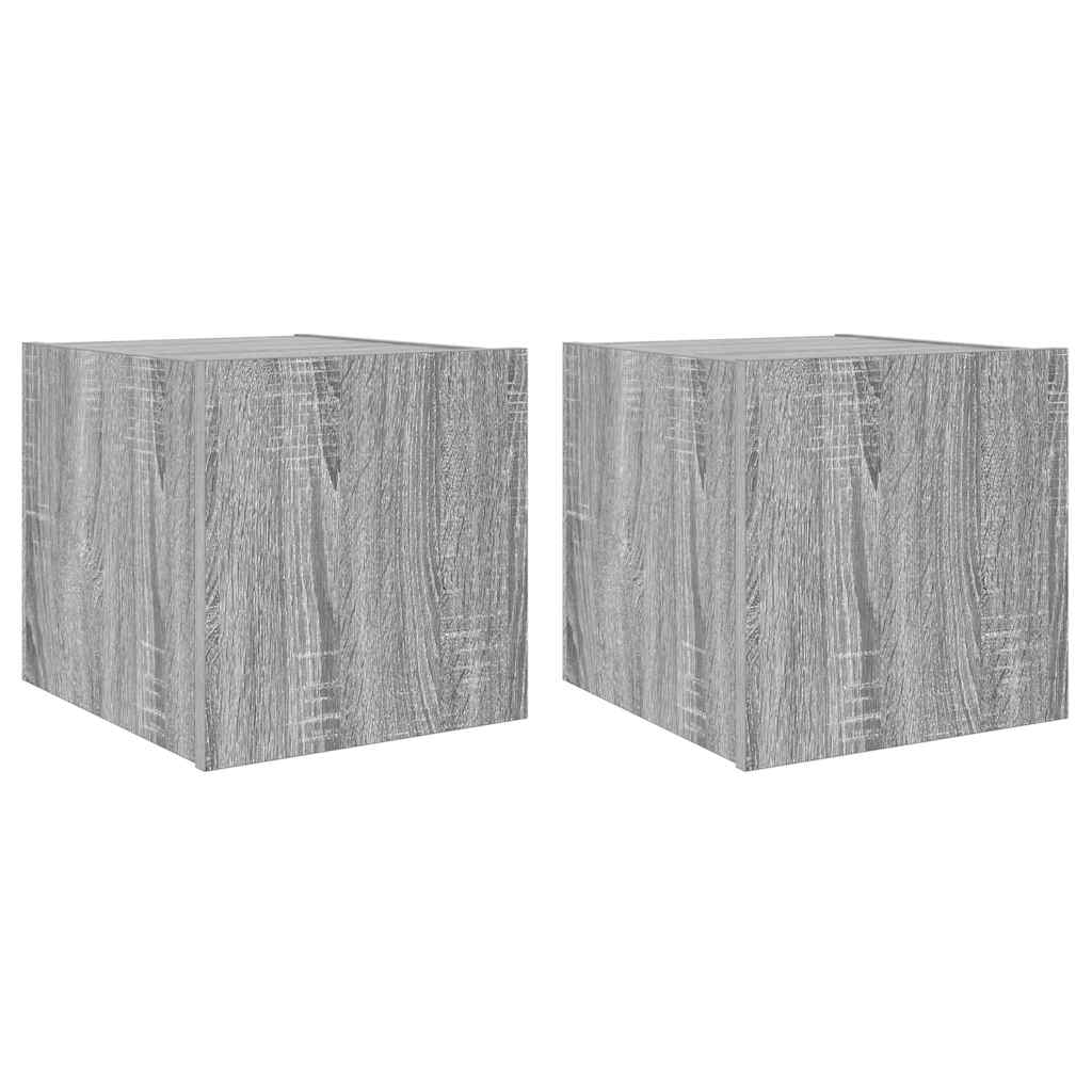 vidaXL TV-Wandschränke mit LED-Leuchten 2Stk. Grau Sonoma 30,5x35x30cm