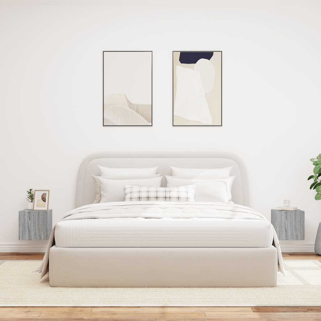 vidaXL TV-Wandschränke mit LED-Leuchten 2Stk. Grau Sonoma 30,5x35x30cm