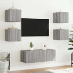 vidaXL TV-Wandschränke mit LED-Leuchten 2Stk. Grau Sonoma 30,5x35x30cm