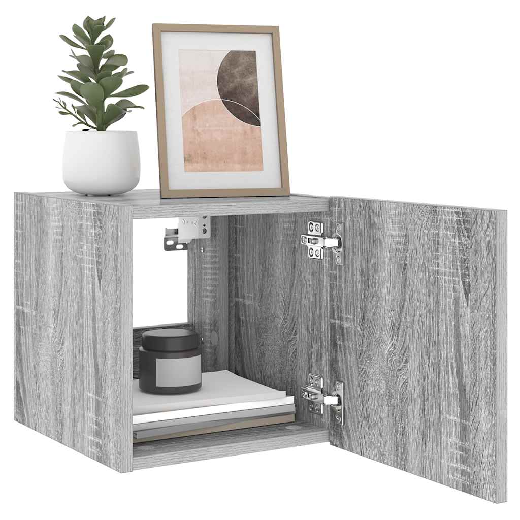 vidaXL TV-Wandschränke mit LED-Leuchten 2Stk. Grau Sonoma 30,5x35x30cm