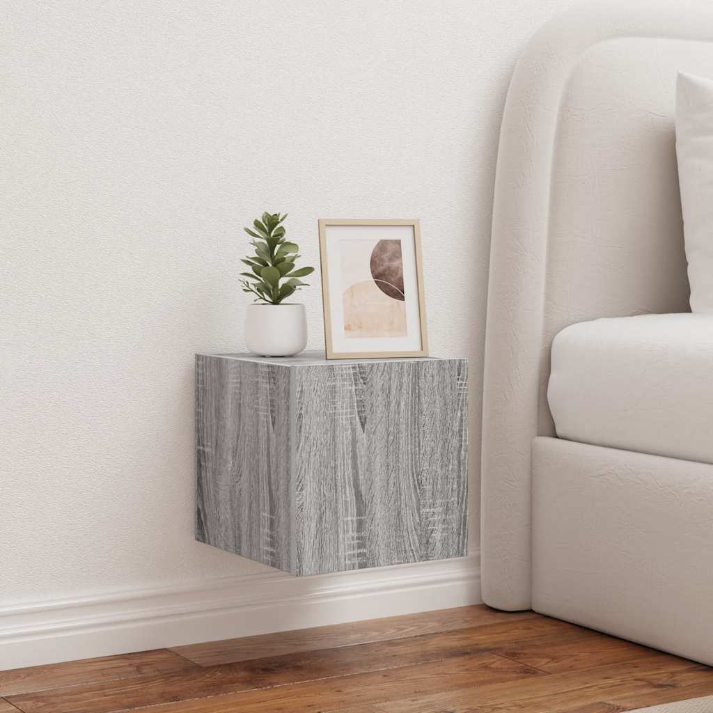 vidaXL TV-Wandschränke mit LED-Leuchten 2Stk. Grau Sonoma 30,5x35x30cm