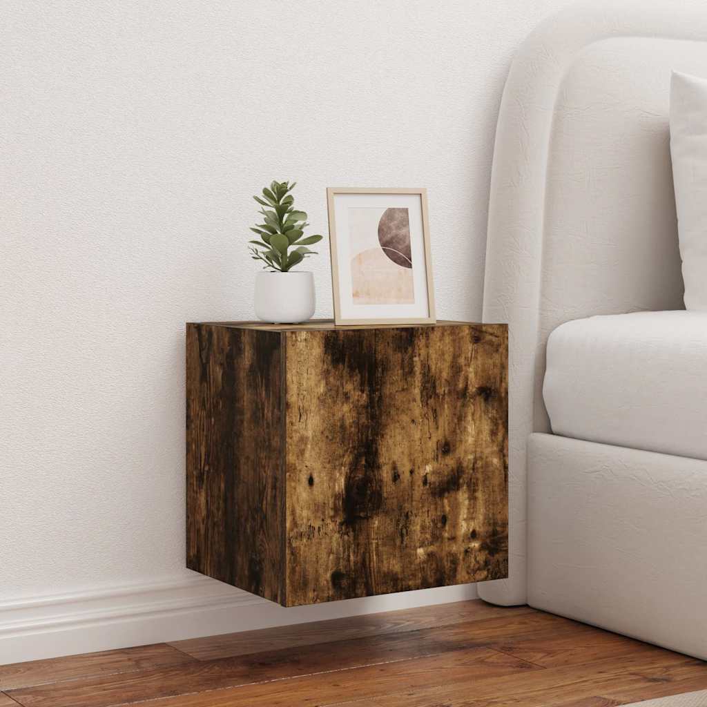 vidaXL TV-Wandschränke mit LED-Leuchten 2 Stk. Räuchereiche
