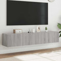 vidaXL TV-Wandschränke mit LED-Leuchten 2 Stk. Grau Sonoma