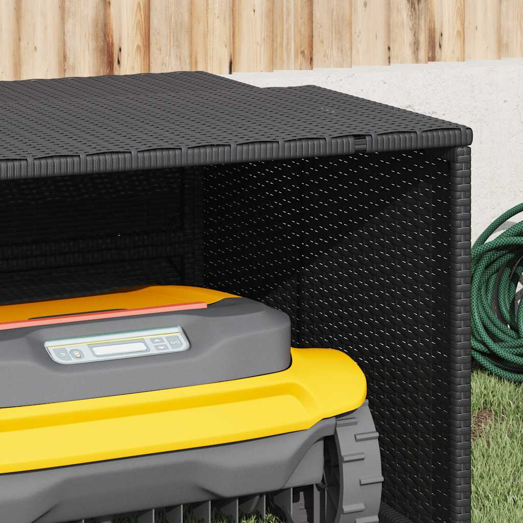 vidaXL Mähroboter-Garage Schwarz 86x90x52/57 cm Poly Rattan